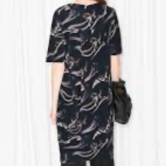 & OTHER STORIES Fumé Print Dress Elbow Length Sleeve V-Neck Black Size 4 - Picture 2 of 16